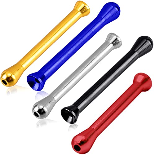 Pajita de Rapé de Metal,5 PCS Kit de Inhalación de Inhalador Portátil Aluminio Equipo de Rapé Tubo Nasal Botella de Sorbete 69MM 5 Colores