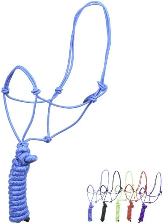 SIE Rope Halter for Horses with 8 ft Lead Rope 4 knot Horse Halters (Blue), 8 feet - Image 2
