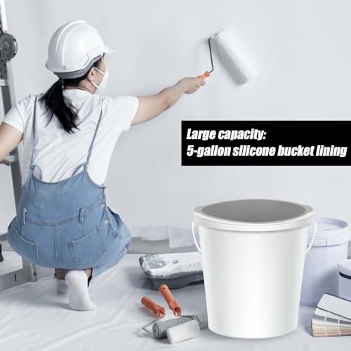 5 Gallonen Eimerauskleidung, Silikon Eimerschoner Wiederverwendbar 5 Gallon Bucket Liner mit Abgestufter Messung für Betonfarbenmischungen Dünne Materialien (Grau)