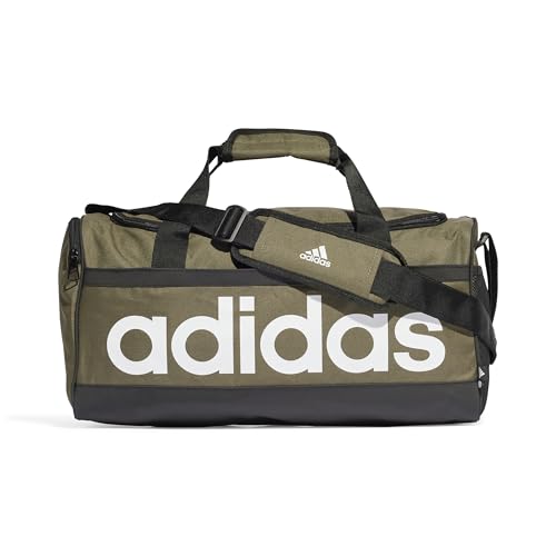 Unisex Essentials Linear Duffel Bag L, Olive Strata/Black/White, M, Sport