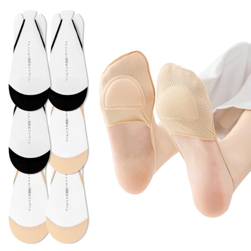 Image of No Show Socks with Invisible Sling Back Womens, 6 Pairs Low Cut Half Toe Topper Socks with Non-Slip Straps for Heels
