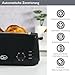 Quest Langschlitztoaster 4 Scheiben – Extra breite Schlitze für Baguette & Bagel, 6 Bräunungsstufen, Auftau- & Aufwärmfunktion, Cool-Touch – Schwarz