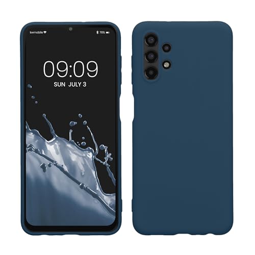 kwmobile Housse Compatible avec Samsung Galaxy A13 4G Coque - Housse de téléphone Protection Souple en Silicone - Bleu Marine