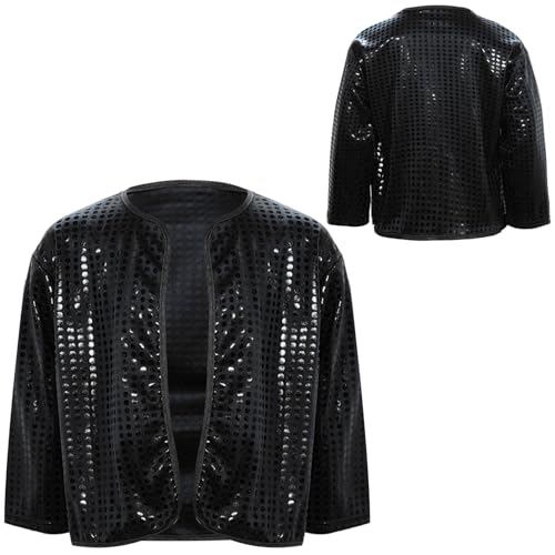 JEYPINMI Big Girls Hip Hop Latin Jazz Dance Jacket Sequin Bomber Coat Birthday Clothes Stage Performance