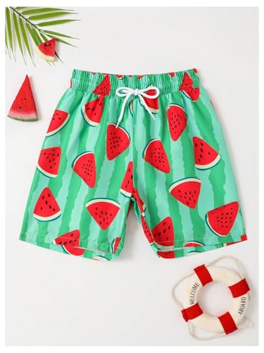 Boy's Swim Trunks Watermelon Print Swim Shorts Drawstring Waist Beach Shorts Bathing Suit3
