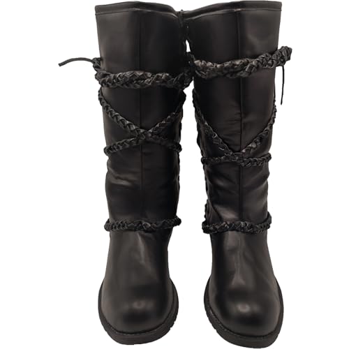 Men's Renaissance Medieval Faux Leather Boots Halloween Cosplay Boot Gothic Pirate Viking Shoes2