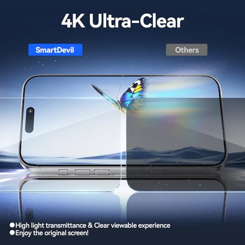Image of SMARTDEVIL 2 Pack Privacy Screen Protector for iPhone Air, 28 Anti-Spy 9H Tempered Glass, Impact & Scratch Resistant, Auto Dust & Bubble-Free Install Frame, Easy to Install, Case-Friendly