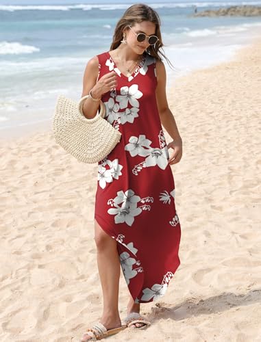 Image of Sampeel Summer Dresses Maxi Dress Vacation Beach Sundresses 2025 with Pockets