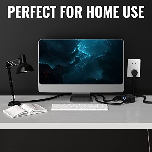 Outdoor Extension Cord 100 Ft With 3 Outlets, 12/3 Sjtw 3 Prong Grounded Power Cord, 12 Gauge 12Awg Heavy Duty Power Cable, Etl Listed, 15 Amp 125 V 1875 W-Multiple Outlets For Indoor/Outdoor-Black #TOP5