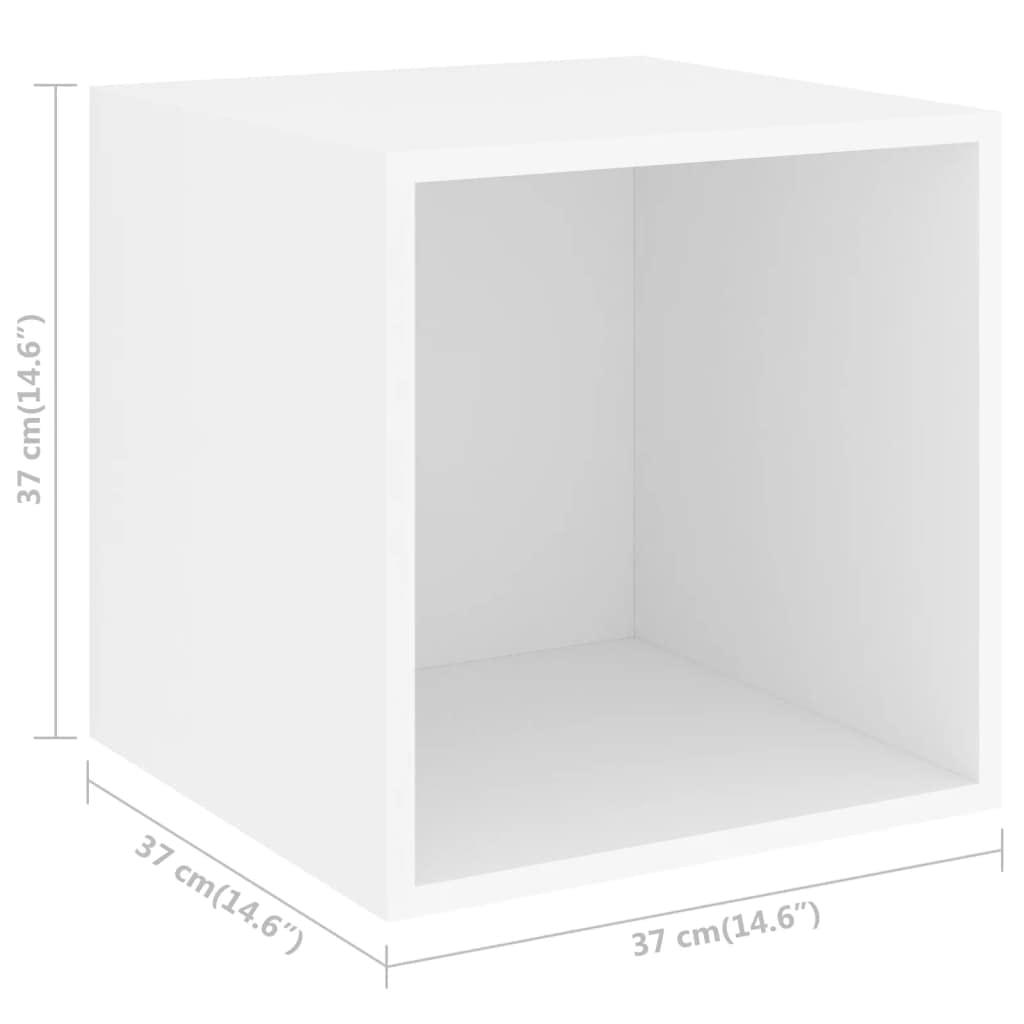 Juego de 4 muebles de TV colgantes en color blanco, moderno juego de mueble bajo para montaje en pared, mueble de TV de madera, armario de TV con espacio de almacenamiento para sala de
