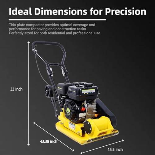 Plate Compactor,212CC 7 HP Gas Engine, 5500VPM Soil Compactor, 20X14\" in Plate Power Jumping Jack Tamper, Compaction Tamper for Asphalts, Paver Landscaping - compactadora de tierra (Yellow) - Thumbnail 7