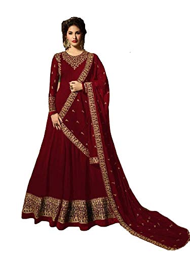 Henith Collection Indian/Pakistani Party Wear Embroidered Full Stitched Anarkali Gown Suit Anarkali Suit for Women (Maroon, S)