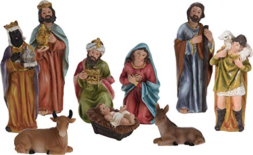 Carousel Home and Gifts Traditional Nativity Set With 9 Detailed Figurines