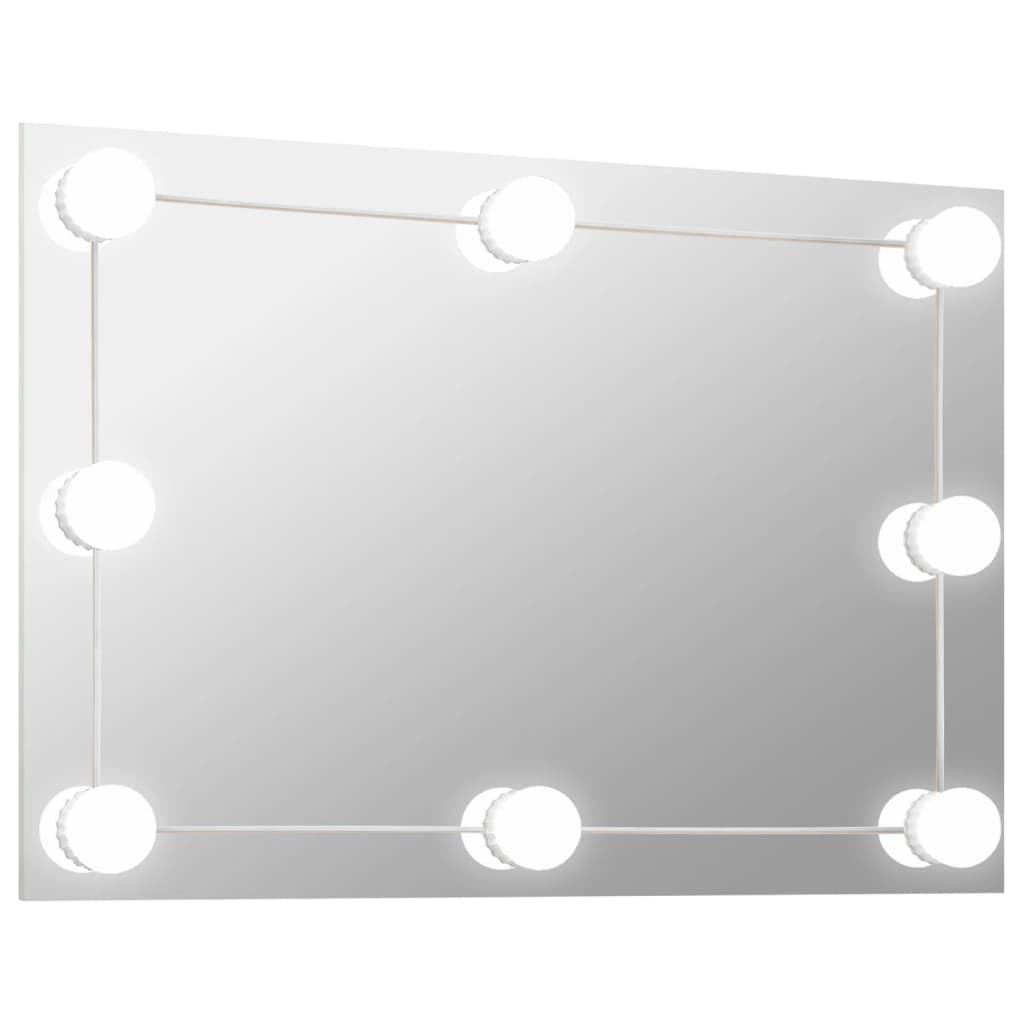 vidaXL Espejo de Pared con Luces LED Pasillo Entrada Cuarto de Baño Ducha Aseo Colgante Decoración Habitación Salón Sala de Estar Rectangular Vidrio