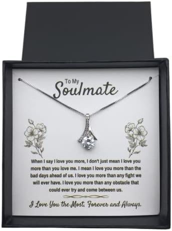 To My Soulmate Necklace Birthday Christmas Jewelry Gifts For My Wife with Message Card Box Personalized Gift Present Pendant for Future Wife Soulmate Girlfriend Love (Standard Box, Most Alluring)