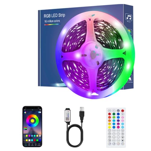 LED Strip 6M, Bluetooth RGB LED-Strip, kleur veranderende tape met afstandsbediening/APP-bediening, synchroniseren muziek, LED tape voor slaapkamer TV thuis garderobe dek