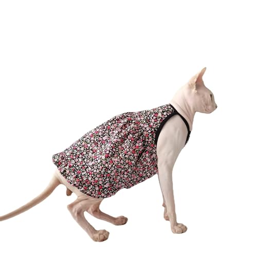 UOSIA Roupas De Gato Sem Pêlo Respirável Verão Algodão Sundress Com Impressão Floral Saia Sem Mangas