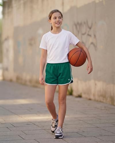 Stelle Girls Athletic Shorts with Pockets Quick Dry Running Shorts Gymnastics Basketball Short for Teen Kids Evergreen M — view 6