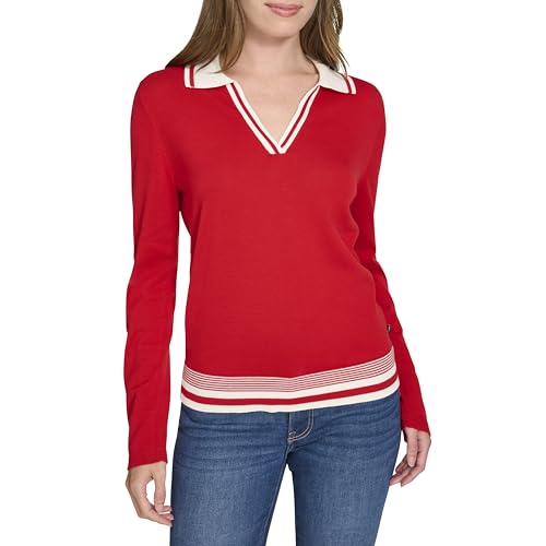 Nautica Women's Long Sleeve Solid Johnny Collar Pullover2