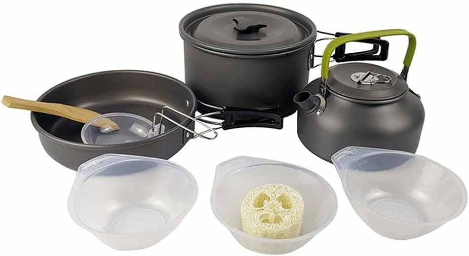 Camping Cookware Kit Aluminum Cooking Utensils Set Water Kettle Pan Pot BBQ Travel Picnic Equipment Outdoor Cook Supplies (Color : C)