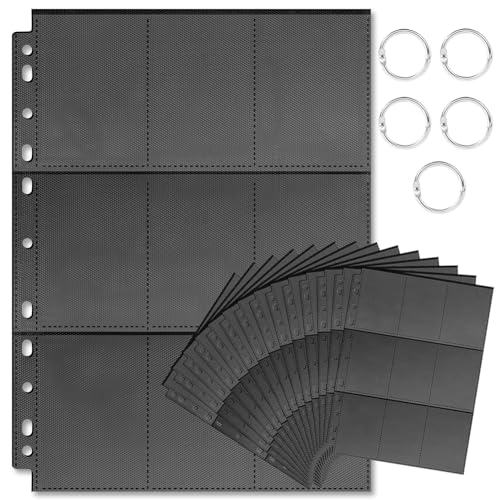 OSDUE Pochettes pour Cartes, 540 Noir Pochettes pour Cartes,Portefeuilles Collectionner avec Poches des Deux côtés,Trading Card Sleeves de 30...