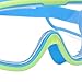 SPYMINNPOO Kids Swimming Goggles, Non Fog Lenses Adjustable Frame with Nose Clip Seal Textured Strap for Kids (Light Blue)