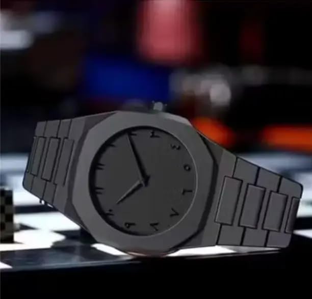 Image of Minimalist All Black Analog Watch, Matte Finish Metal Band, Unisex Wristwatch with Arabic Numerals