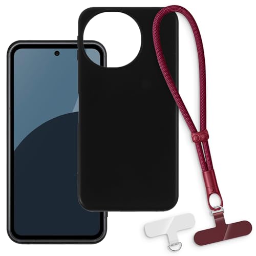 OAGELIM 2-in-1�ی�P�[�X�ƃ��X�g�X�g���b�v Sharp Aquos Sense 9 5G �Ƃ̌݊������� ���O���\�ȃ��j���[�h�t���d�b�J�o�[�A����~�ߕ����h�~�O���b�v�n���h�� (�u���b�N + ���b�h)