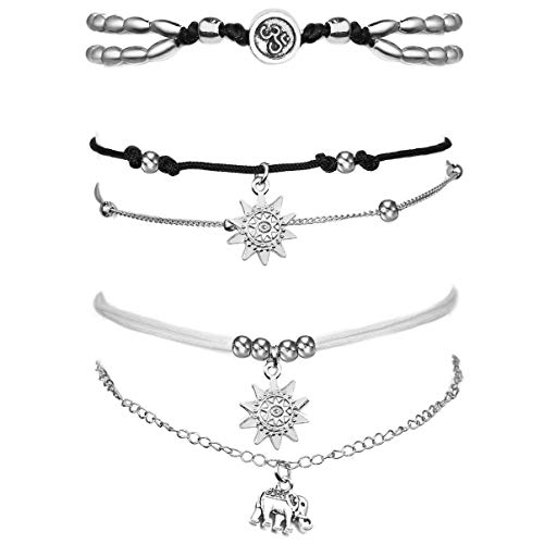 Gleamart Beach Boho Anklet Set Layered Rope