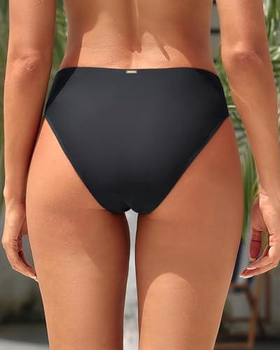 Zmart Women V Cut Cheeky Bikini Bottoms - Mid Waist High Cut Swim Bathing Suit Bottoms V Front Swimsuit2