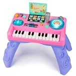 Baby DJ Table for Toddlers 1-3 with Music & Light, Musical Baby Piano Toys 6-9-12-18 Months Toddler Activity Table Music Instruments Learning Toys for 1 Year Old Girl Birthday Gifts