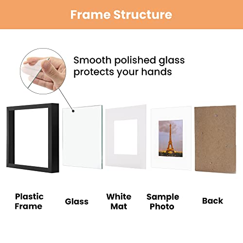 Upsimples 12X12 Picture Frame Made Of High Definition Glass, Display Pictures 8X8 With Mat Or 12X12 Without Mat, Gallery Wall Frame Set, Black #TOP1