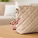 MyfavoriteK Red Lipstick Chic Keychain for Women Stylish Fashion Purse Charm with Love Heart Lips & Bag Pendant Key Ring (Half Heart)