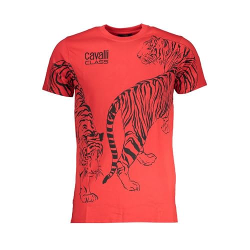 T-shirt Cavalli Class rouge homme coton confortable et fluide
