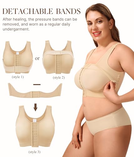 BRABIC Front Closure Post Surgery Compression Wireless Everyday Bras for Women Mastectomy Support4