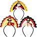 CAMIRUS 3PCS Thanksgiving Turkey Headbands, Turkey Head Boppers for Kids Women Thanksgiving Dress Up Costume Accessories Party Favors Headband Decorations (One Size Fits All)