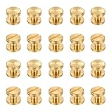 PATIKIL Chicago Screws, 20Pcs 3mmx4mm Brass Chicago Screw Phillips Binding Post Screw Rivets for Leather Belt Scrapbook Photo Albums, Brass