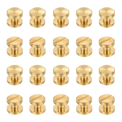 PATIKIL Chicago Screws, 20Pcs 3mmx4mm Brass Chicago Screw Phillips Binding Post Screw Rivets for Leather Belt Scrapbook Photo Albums, Brass