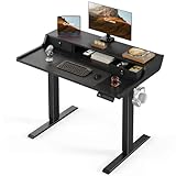 ErGear Electric Staning Desk with Drawers, 40″ x 24″ Small Gaming Desk with Monitor Stand, Stand up Desk, Home Office Height-Adjustable Desk with Storage Shelf, 4 Preset Heights, Black, EGESD35B