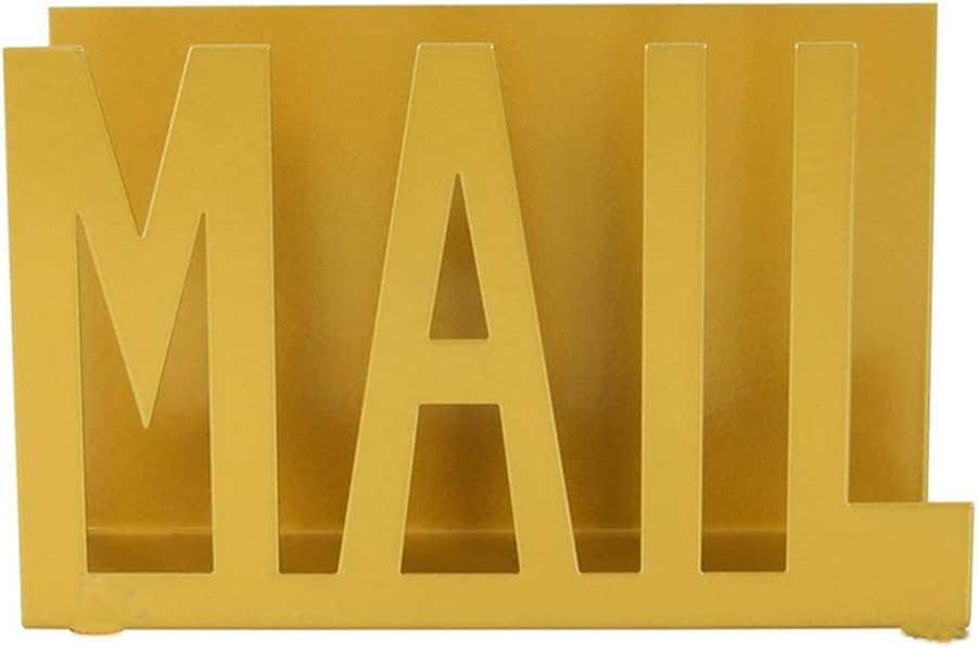 HBJWOV Creative Desk Iron Mail Letter Holder Home Bedroom Office Envelope Organizer File Book Rack(Gray)