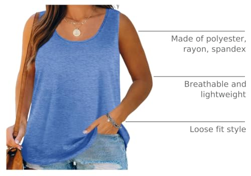 Image of Plus Size Tank Tops for Women Summer Sleeveless Tops Loose Fit Tunic Tanks
