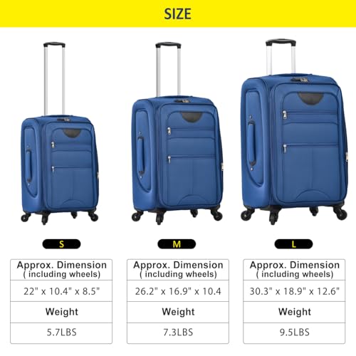 Blue Polyester Softside Expandable Luggage Set - TSA Lock, Spinner Wheels, Easy Access Design2