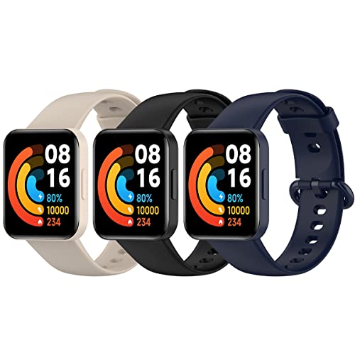 Monuary 3 Stück Armband Kompatibel mit Xiaomi Mi Watch 2 Lite / Redmi Watch 2 Lite, Silikon-Ersatzbänder Buntes Armband für Xiaomi Mi Watch 2 Lite / Redmi Watch 2 Lite Cover