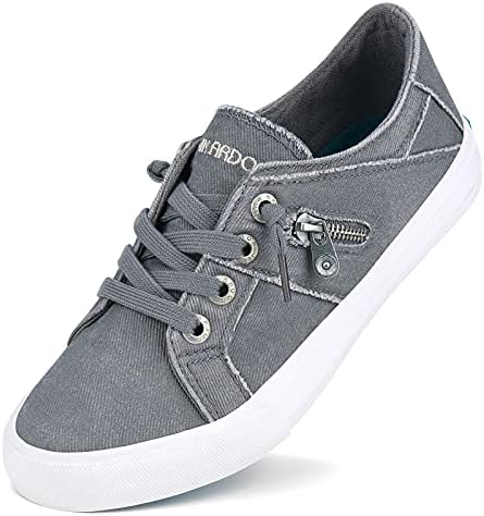 JENN ARDOR Women Sneakers Low Top Slip On Fashion Shoes Lace up Canvas Flats Walking Running Shoes
