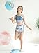 Girl's 3 Piece Bikini Bathing Suit Printed Sport Swimsuits with Shorts Cove Up Sets Teen Girl's Swimwear