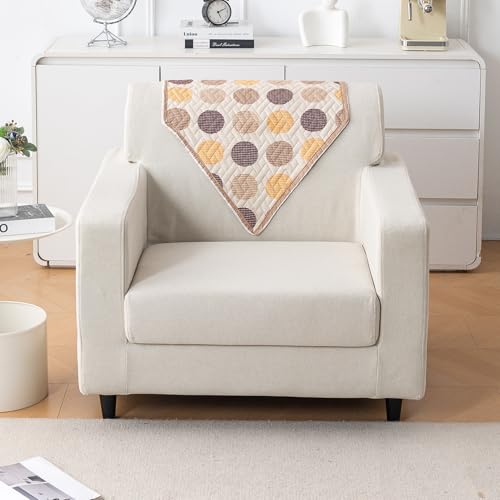 Image of HOKIPO 'HomeHues Series' Quilted Printed Sofa Back Cover, Pack of 1, Brown Polka Dot (IN-898-S-D4)