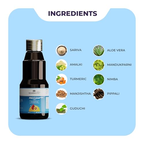 Image of SONARK'S NISARGA HERBS Proclear syrup - Ayurvedic Natural Blood Purifier & Daily Tonic for Women - Supports Glowing Skin, Hormonal Balance & Digestion - with Amla, Turmeric & Aloe Vera, 100% Vegetarian