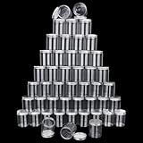 48 paquetes de tarros de plástico transparente de 250 ml con tapas plateadas, tarros de cosméticos con boca ancha para slime, cuentas, diamantes de imitación, lentejuelas, cosméticos, loción, crema