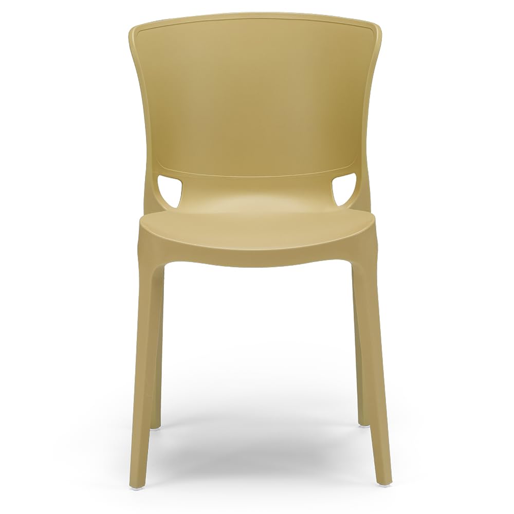 Set 4 sedie in polipropilene JUMBO, MADE IN ITALY, impilabile, resistente ai raggi UV, design moderno, ideale per sala da pranzo, cucina, sala d’attesa, bar, ristoranti o giardino (Senape, 4)