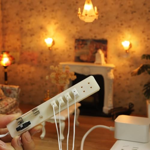 iLAND 1:12 Scale Accessories of Dollhouse Lighting Power Strip & Adapter Mini Dollhouse Accessories for Miniature Lights in DIY Miniature House Kit (Mini Power Strip & Adapter)
